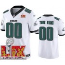 Women's Philadelphia Eagles Customized Limited White Super Bowl LIX FUSE Vapor Jersey