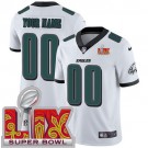 Women's Philadelphia Eagles Customized Limited White Super Bowl LIX Vapor Jersey