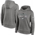 Women's Philadelphia Eagles Gray 2024 NFC Champions Locker Room Trophy Collection Therma Fleece Pullover Hoodie