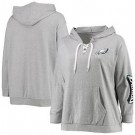 Women's Philadelphia Eagles Gray Lace Up Pullover Hoodie