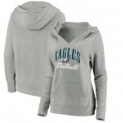 Women's Philadelphia Eagles Gray Victory Script V Neck Pullover Hoodie