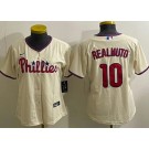 Women's Philadelphia Phillies #10 JT Realmuto Cream Cool Base Jersey
