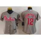 Women's Philadelphia Phillies #12 Kyle Schwarber Gray Cool Base Jersey