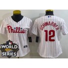 Women's Philadelphia Phillies #12 Kyle Schwarber White 2022 World Series Cool Base Jersey