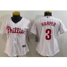 Women's Philadelphia Phillies #3 Bryce Harper White Cool Base Jersey