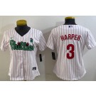 Women's Philadelphia Phillies #3 Bryce Harper White Fashion Cool Base Jersey
