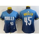 Women's Philadelphia Phillies #45 Zack Wheeler Blue 2024 City Player Number Cool Base Jersey