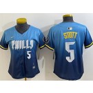 Women's Philadelphia Phillies #5 Bryson Stott Blue 2024 City Player Number Cool Base Jersey