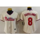 Women's Philadelphia Phillies #8 Nick Castellanos Cream Cool Base Jersey