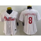 Women's Philadelphia Phillies #8 Nick Castellanos White Cool Base Jersey