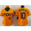 Women's Pittsburgh Pirates #10 Bryan Reynolds Yellow 2023 City Connect Player Number Cool Base Jersey