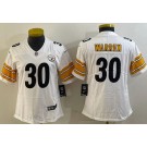 Women's Pittsburgh Steelers #30 Jaylen Warren Limited White Vapor Jersey