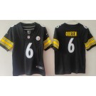 Women's Pittsburgh Steelers #6 Patrick Queen Limited Black FUSE Vapor Jersey