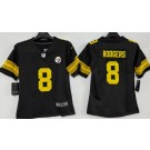 Women's Pittsburgh Steelers #8 Aaron Rodgers Limited Black Throwback Vapor Jersey