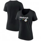 Women's Pittsburgh Steelers Black City Pride Team V Neck T Shirt