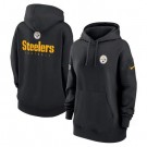 Women's Pittsburgh Steelers Black Sideline Club Fleece Pullover Hoodie