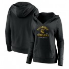 Women's Pittsburgh Steelers Black Vintage Arch V Neck Pullover Hoodie