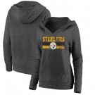 Women's Pittsburgh Steelers Charcoal First String V Neck Pullover Hoodie