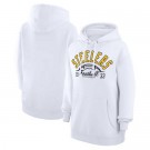 Women's Pittsburgh Steelers Starter White Half Ball Team Pullover Hoodie