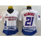 Women's Puerto Rico #21 Roberto Clemente White 2023 World Baseball Classic Cool Base Jersey