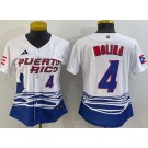 Women's Puerto Rico #4 Yadier Molina White Player Numebr 2023 World Baseball Classic Cool Base Jersey