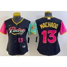 Women's San Diego Padres #13 Manny Machado Black City Player Number Cool Base Jersey