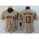 Women's San Diego Padres #13 Manny Machado Khaki 2020 Cool Base Jersey