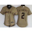 Women's San Diego Padres #2 Xander Bogaerts Khaki Cool Base Jersey