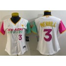 Women's San Diego Padres #3 Jackson Merrill White City PS Player Number Cool Base Jersey
