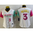 Women's San Diego Padres #3 Jackson Merrill White City Player Number Cool Base Jersey