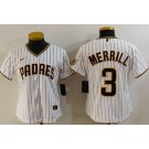 Women's San Diego Padres #3 Jackson Merrill White Team Logo Cool Base Jersey