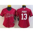 Women's San Francisco 49ers #13 Brock Purdy Limited Red Stripes Baseball Jersey