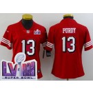 Women's San Francisco 49ers #13 Brock Purdy Limited Red Throwback LVIII Super Bowl Vapor Jersey