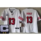 Women's San Francisco 49ers #13 Brock Purdy Limited White Throwback C Patch FUSE Vapor Jersey