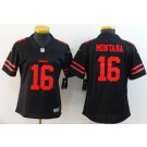 Women's San Francisco 49ers #16 Joe Montana Limited Black Vapor Untouchable Jersey