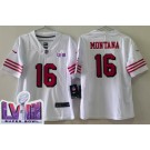 Women's San Francisco 49ers #16 Joe Montana Limited White Alternate LVIII Super Bowl Vapor Jersey