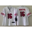 Women's San Francisco 49ers #16 Joe Montana Limited White Alternate Vapor Jersey