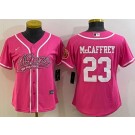 Women's San Francisco 49ers #23 Christian McCaffrey Limited Pink Baseball Jersey