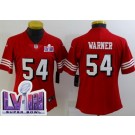Women's San Francisco 49ers #54 Fred Warner Limited Red Throwback LVIII Super Bowl Vapor Jersey