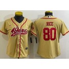Women's San Francisco 49ers #80 Jerry Rice Limited Gold Baseball Jersey