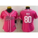 Women's San Francisco 49ers #80 Jerry Rice Limited Pink Baseball Jersey