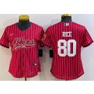 Women's San Francisco 49ers #80 Jerry Rice Limited Red Stripes Baseball Jersey