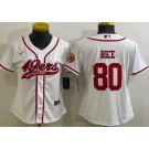 Women's San Francisco 49ers #80 Jerry Rice Limited White Baseball Jersey
