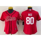 Women's San Francisco 49ers #80 Jerry Rice Red Baseball Jersey
