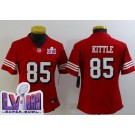 Women's San Francisco 49ers #85 George Kittle Limited Red Throwback LVIII Super Bowl Vapor Jersey