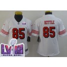 Women's San Francisco 49ers #85 George Kittle Limited White Throwback LVIII Super Bowl Vapor Jersey
