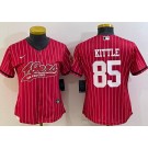Women's San Francisco 49ers #85 George Kittle Red Stripes Baseball Jersey
