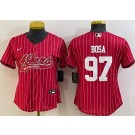 Women's San Francisco 49ers #97 Nick Bosa Limited Red Stripes Baseball Jersey