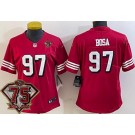Women's San Francisco 49ers #97 Nick Bosa Limited Red Throwback 75th Vapor Jersey