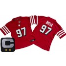 Women's San Francisco 49ers #97 Nick Bosa Limited Red Throwback C Patch FUSE Vapor Jersey